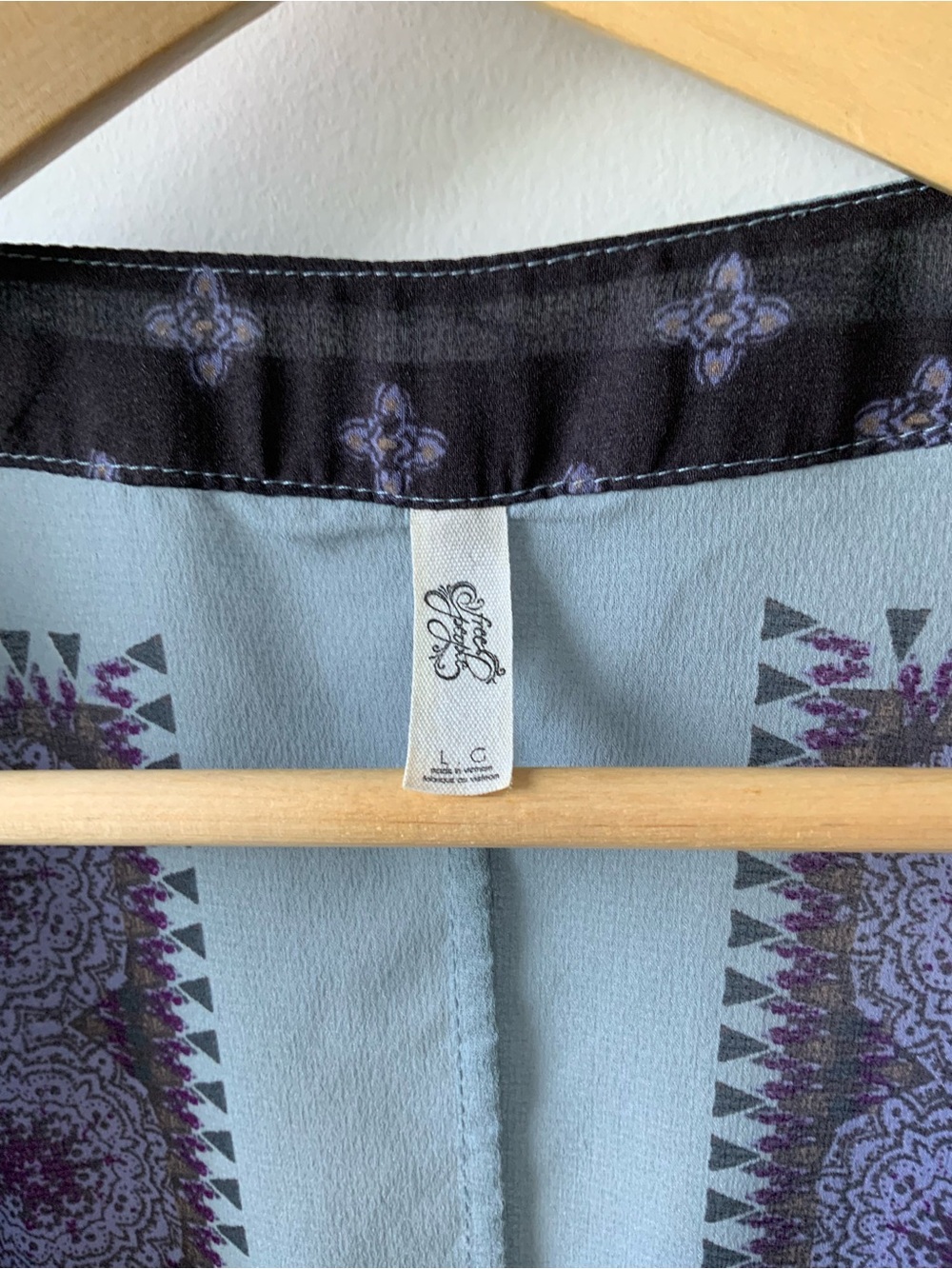 Free People boho printed kimono Mini dress | size large - Picture 4 of 9